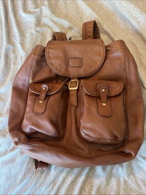 Vintage Casa Lopez Argentine Brown Leather Backpack with Front Pockets